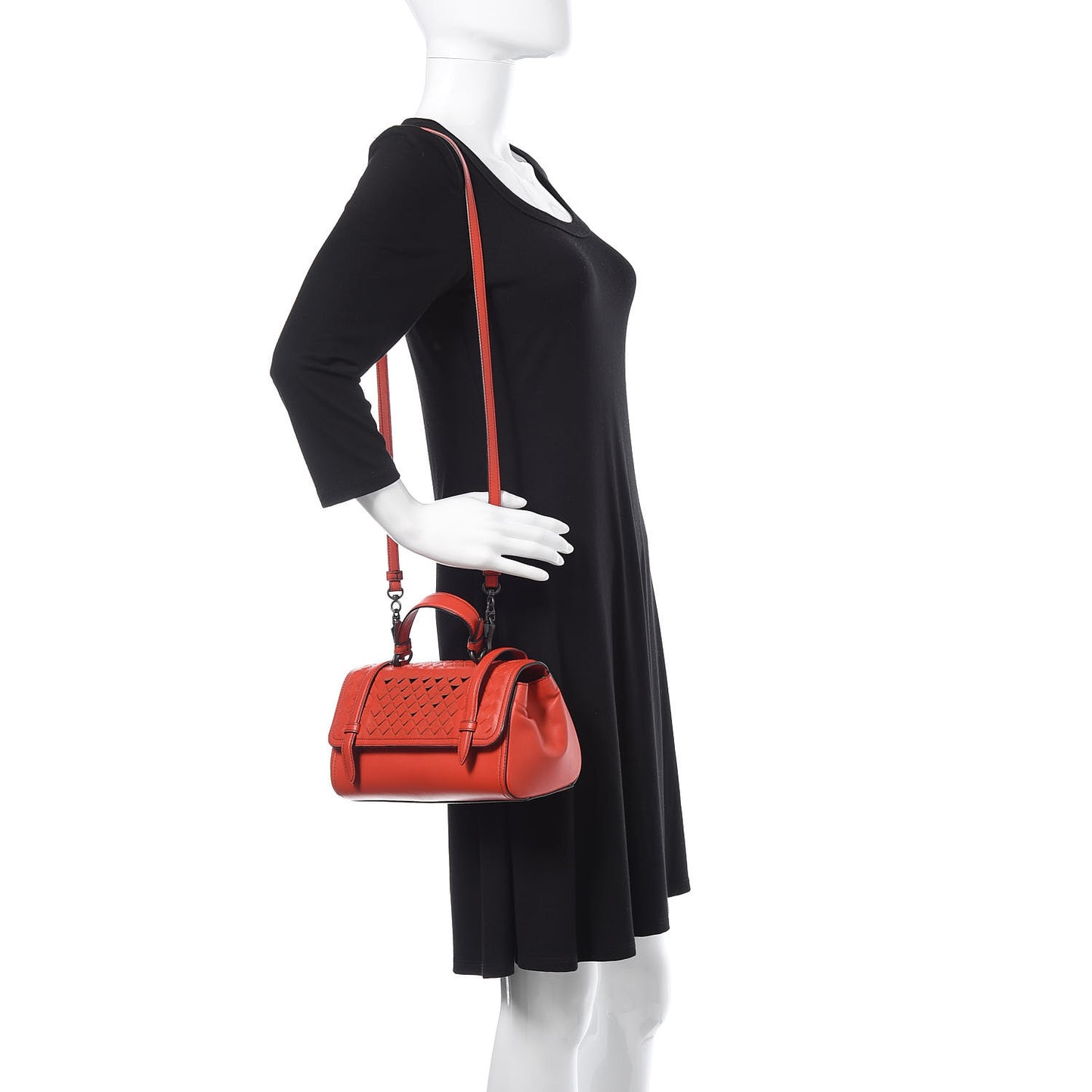 Nappa Intrecciato Scales Mini Top Handle Bag Geranium