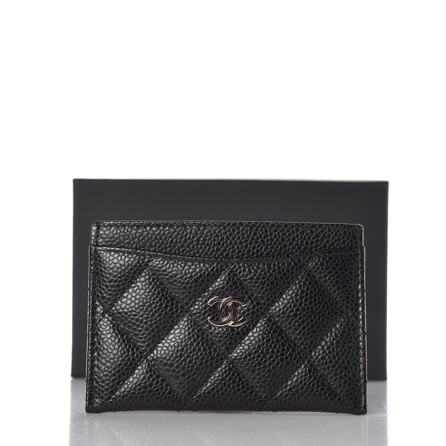 Caviar Quilted Card Holder Black