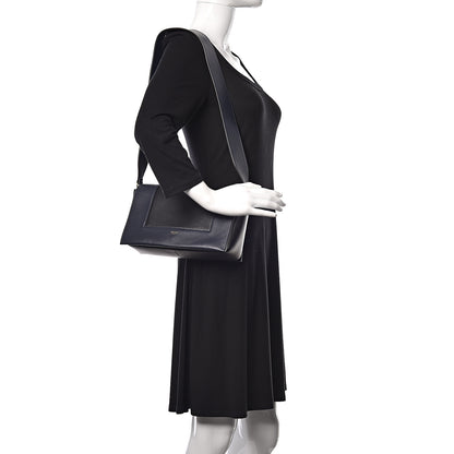 Celine Shiny Smooth Calfskin Medium Frame Shoulder Bag Black Navy 2 of 10
