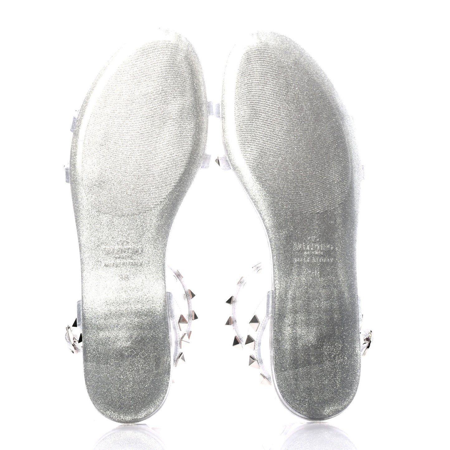 PVC Jelly Glitter Rockstud Caged Sandals 38 SIlver