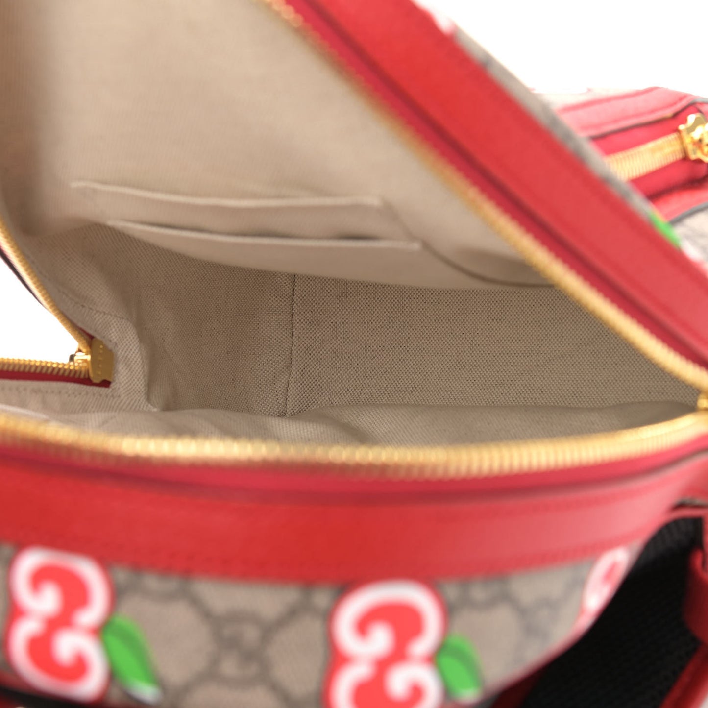 GG Supreme Monogram Apple Small Retro Interlocking G Day Backpack Beige Multicolor Lobster Red