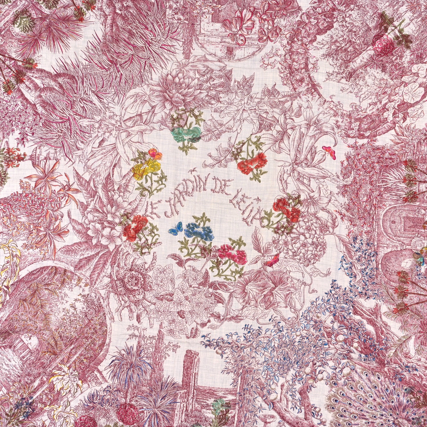 Hermes Cashmere Silk Le Jardin De Leila Au Bloc Shawl 140 Gris Chine Rose Multicolor 2 of 4