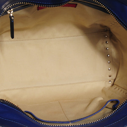 Valentino Garavani Vitello Rockstud Double Handle Tote Blue China 5 of 11