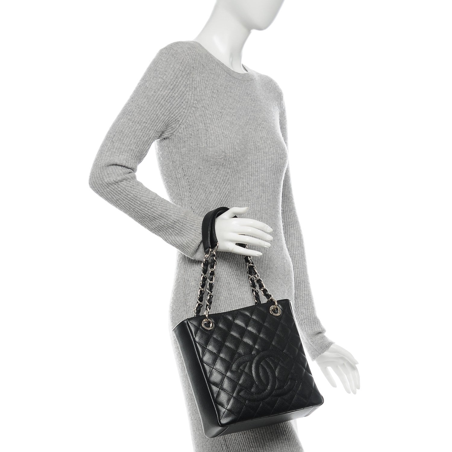 Chanel Caviar Quilted Petit Shopping Tote PST Black 2 of 7