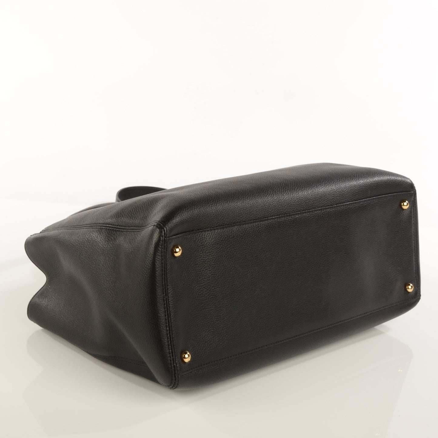 Calfskin Cerf Executive Shopper Tote Black