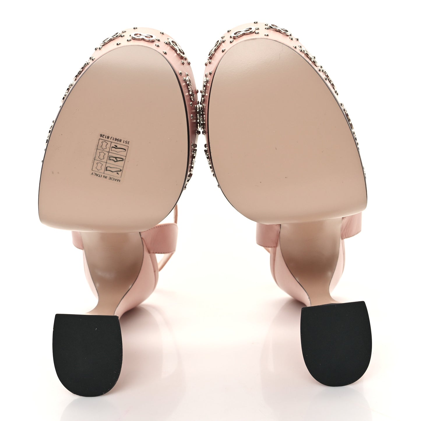 Malaga Kid Interlocking G Studs 155mm Platform Sandals 39 Perfect Pink