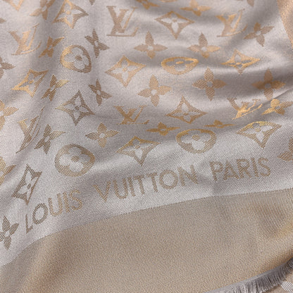 Louis Vuitton Silk Lurex Wool Monogram Shine Shawl Greige 4 of 4
