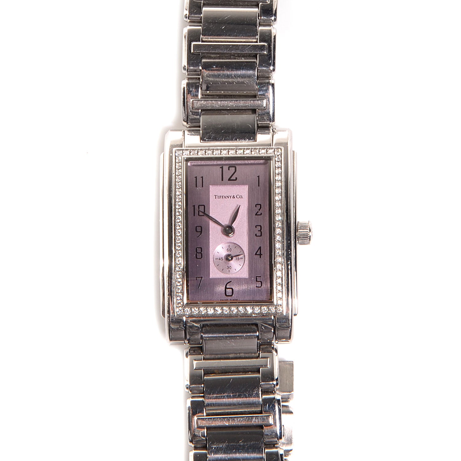 Tiffany Stainless Steel Diamond Bezel 22mm Grand Resonator Quartz Watch Pink 1 of 6