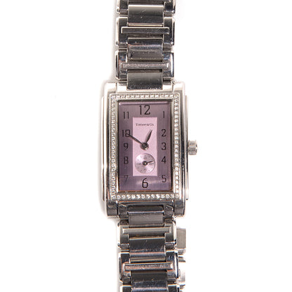 Tiffany Stainless Steel Diamond Bezel 22mm Grand Resonator Quartz Watch Pink 1 of 6