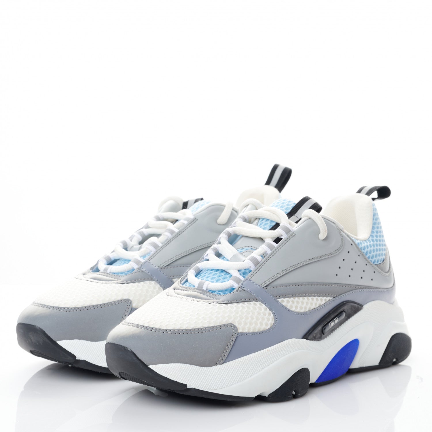 Christian Dior Technical Mesh Calfskin Mens B22 Sneakers 42 White Blue Grey 3 of 15