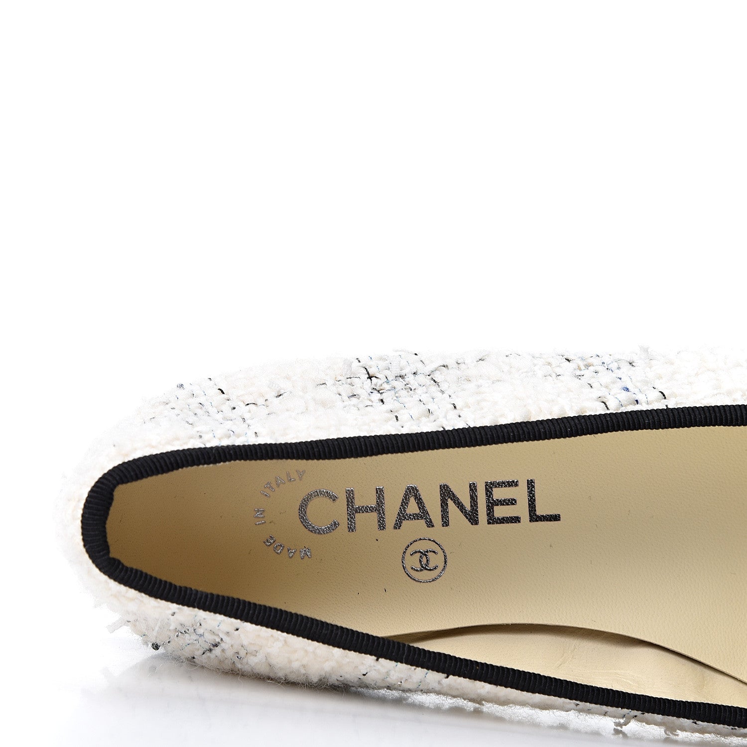 Chanel Tweed Cap Toe Ballerina Flats 38 White Black 8 of 10