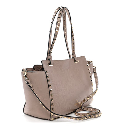 Valentino Garavani Pebbled Calfskin Small Rockstud Tote Poudre 3 of 10