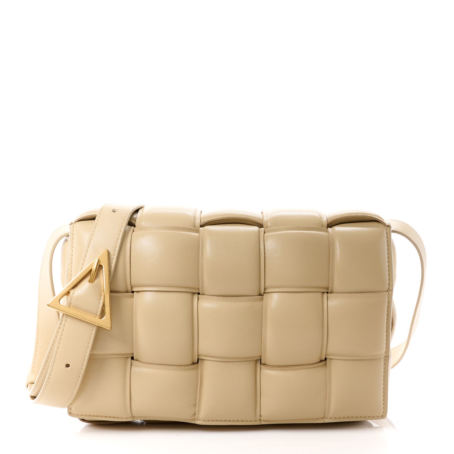 Nappa Maxi Intreccio Padded Cassette Crossbody Bag Porridge