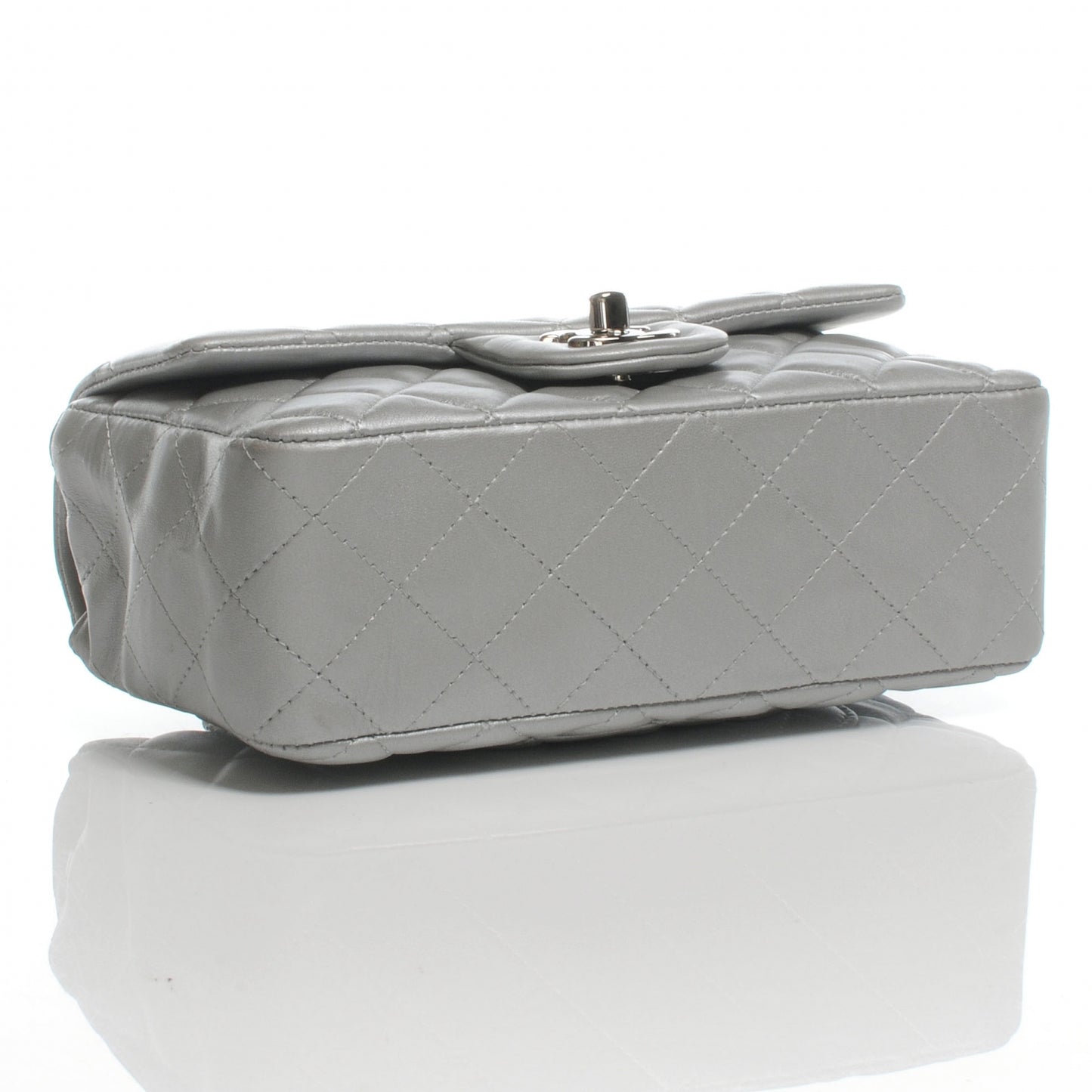 Lambskin Quilted Mini Flap Silver