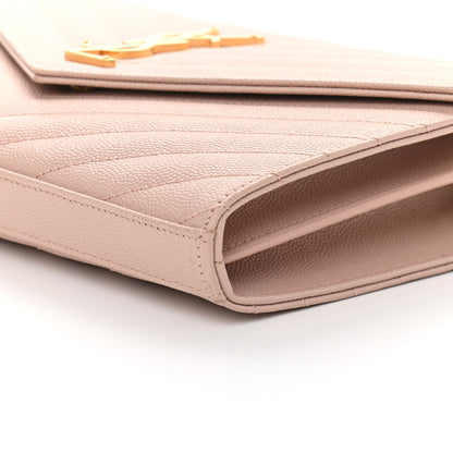 Saint Laurent Grain De Poudre Matelasse Chevron Monogram Chain Wallet Pale Pink 7 of 7