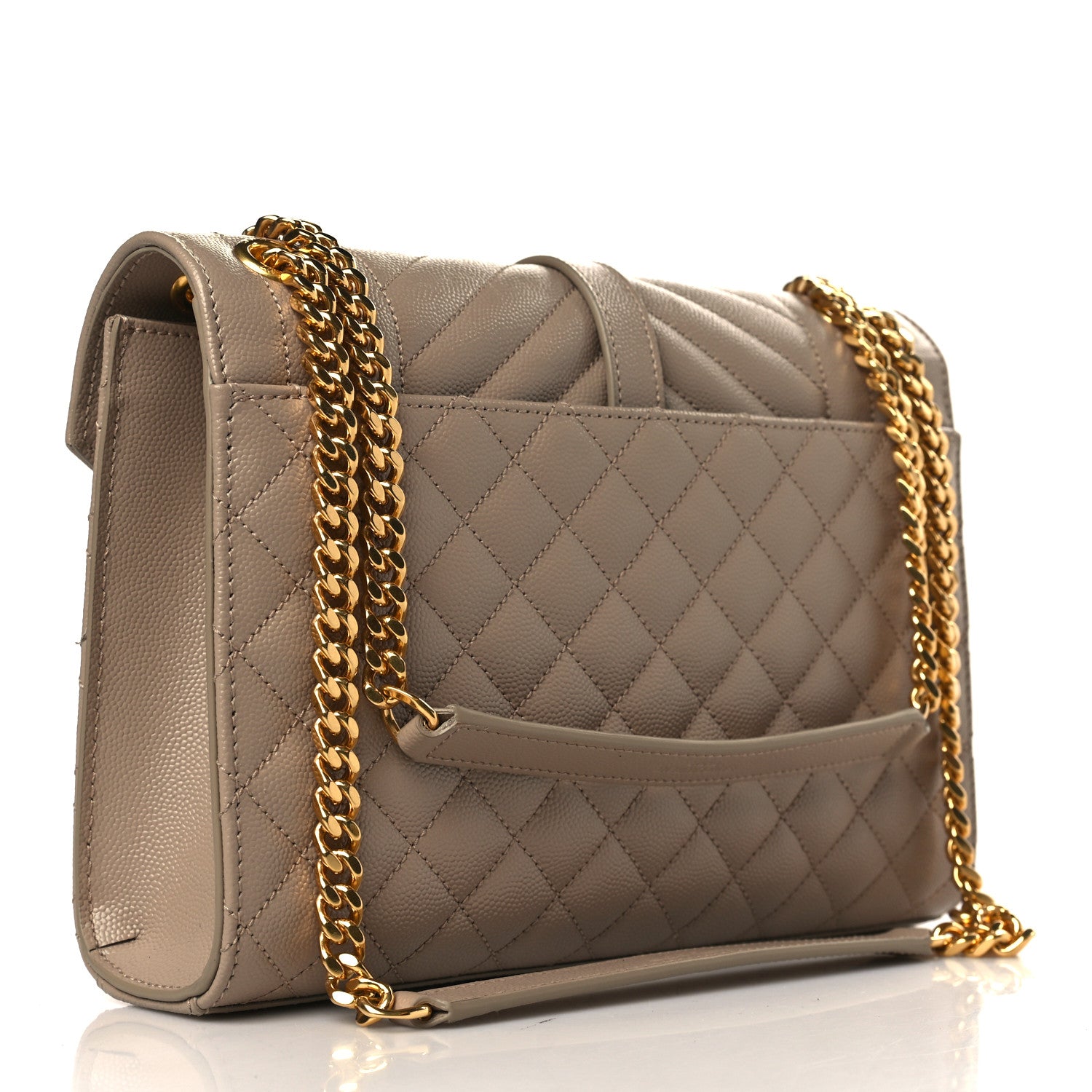 Saint Laurent Grain De Poudre Textured Mixed Matelasse Medium Triquilt Monogram Satchel Dark Beige 3 of 9