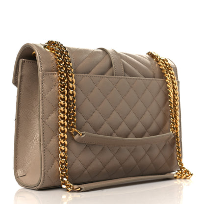 Saint Laurent Grain De Poudre Textured Mixed Matelasse Medium Triquilt Monogram Satchel Dark Beige 3 of 9