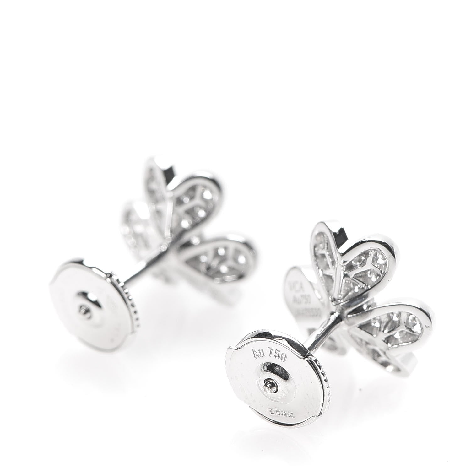 Van Cleef & Arpels 18K White Gold Diamond Mini Frivole Pave Earrings 3 of 7