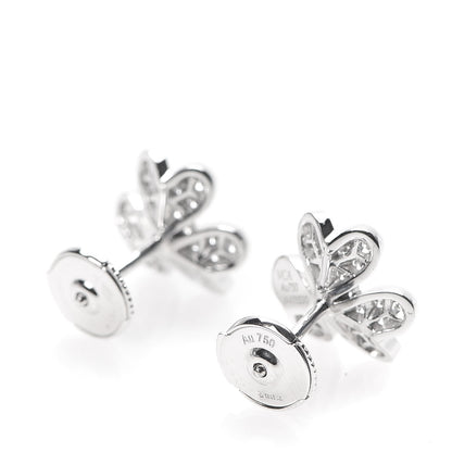 Van Cleef & Arpels 18K White Gold Diamond Mini Frivole Pave Earrings 3 of 7