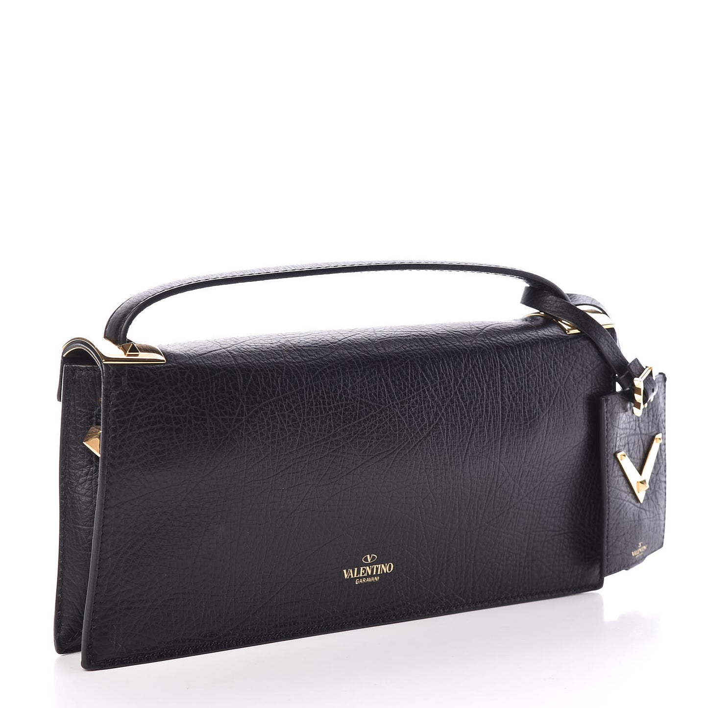 Calfskin Elephant Embossed My Rockstud Clutch Black