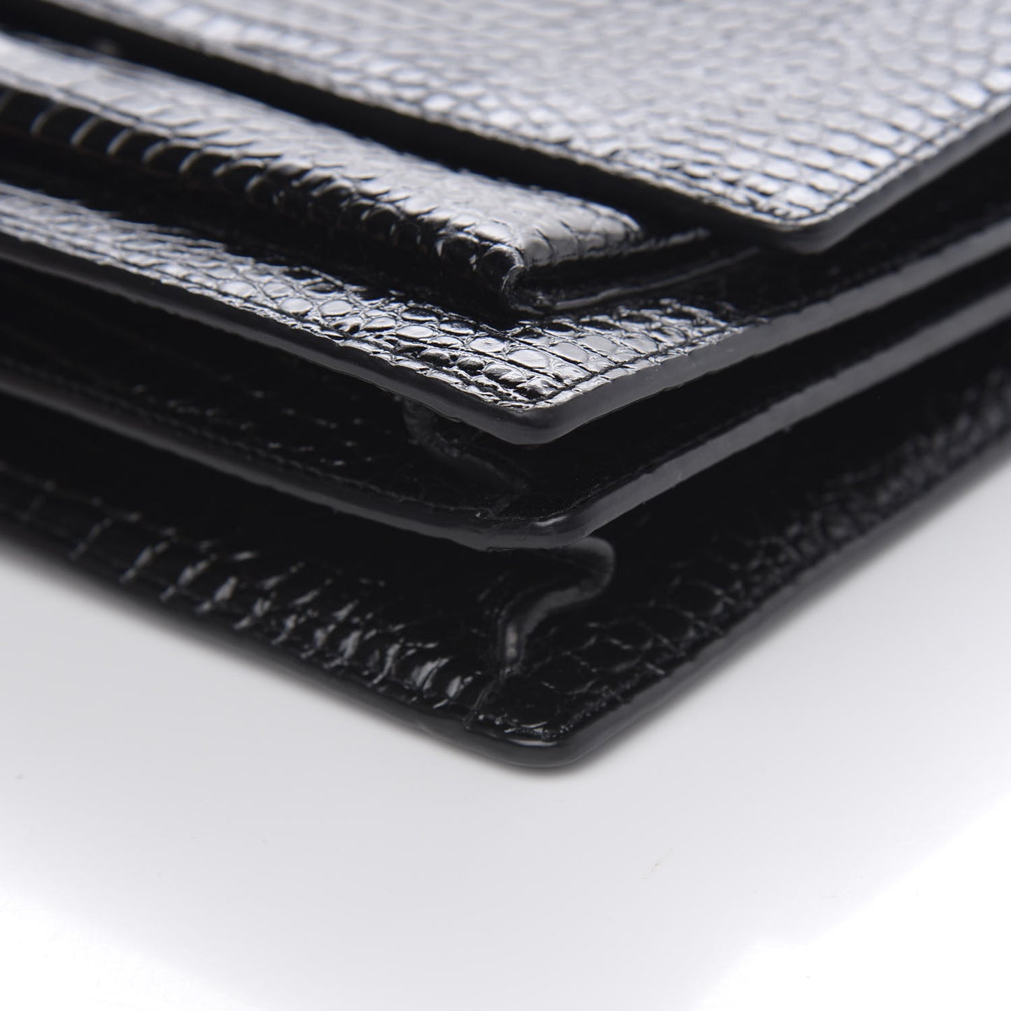 Calfskin Crocodile Embossed Medium Monogram Sunset Black