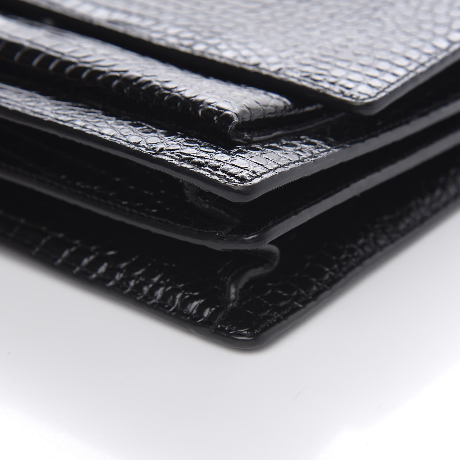 Saint Laurent Calfskin Crocodile Embossed Medium Monogram Sunset Black 8 of 9