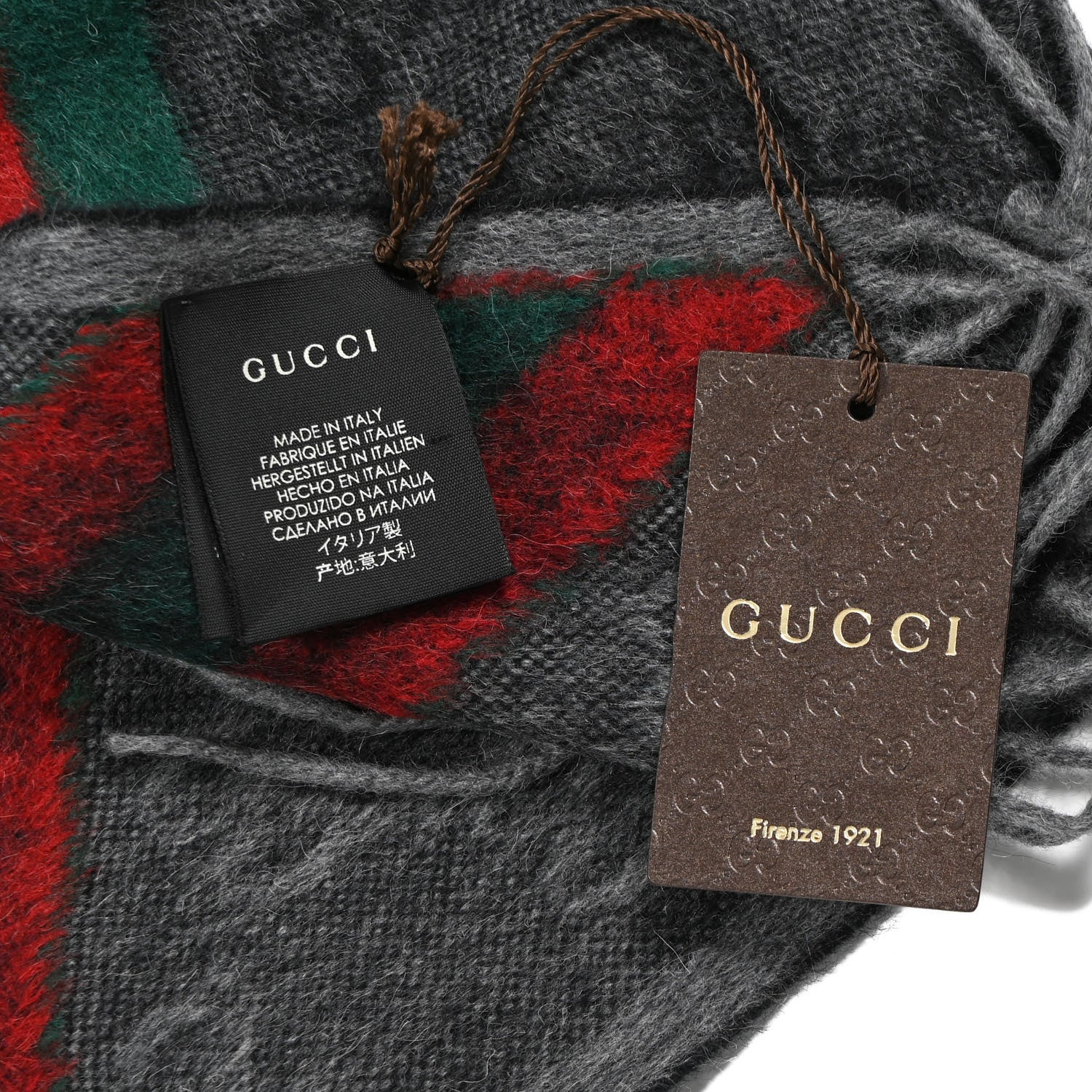 Gucci Wool Angora Monogram Web New Nikky Scarf Lead Dark Green 4 of 4