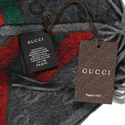 Gucci Wool Angora Monogram Web New Nikky Scarf Lead Dark Green 4 of 4