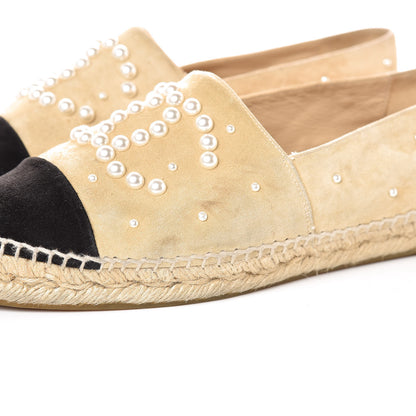 Chanel Suede Pearl CC Espadrilles 39 Beige 15 of 16