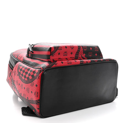 MCM Visetos Baroque Print Medium Stark Backpack Black Red 4 of 10