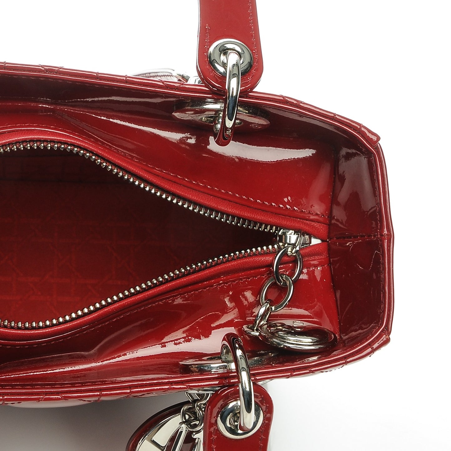 Patent Cannage Medium Lady Dior Red