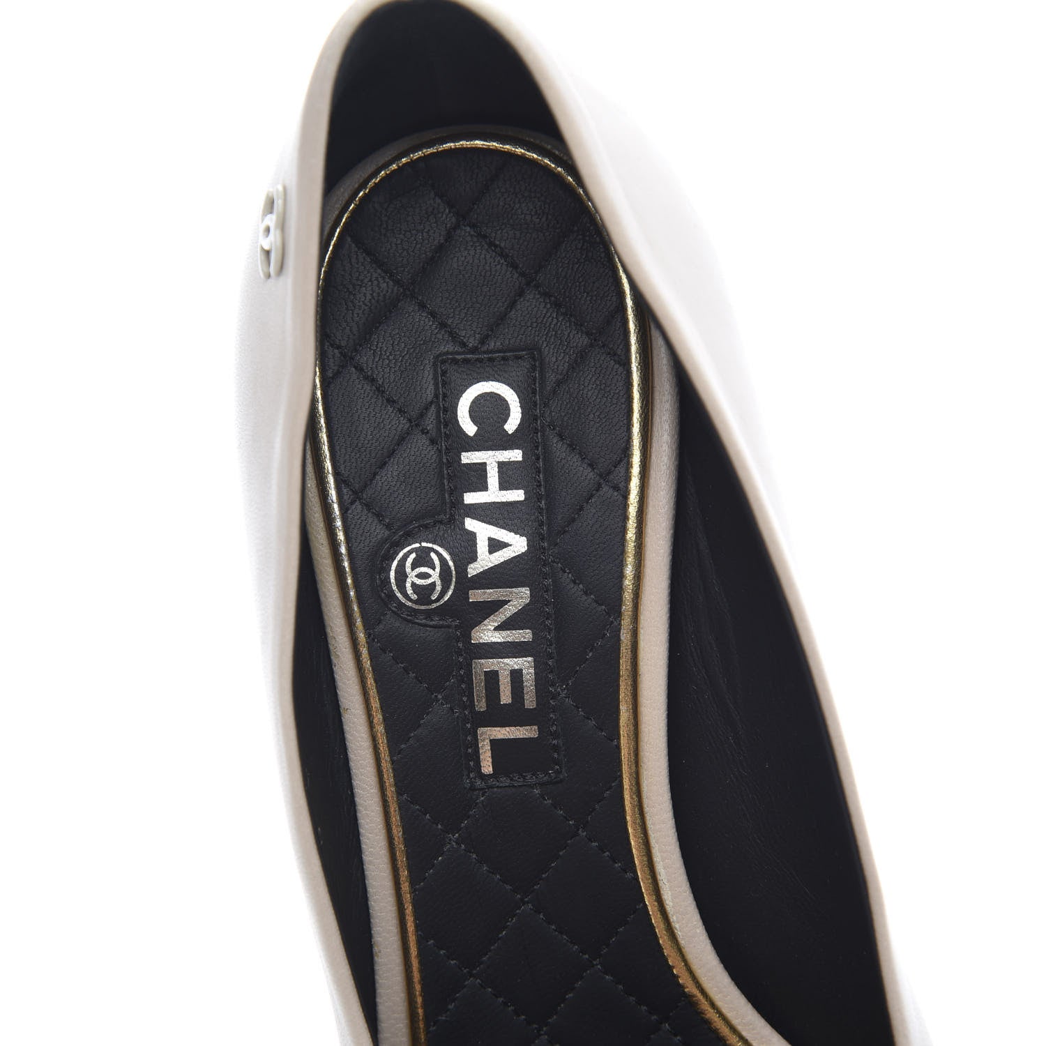 Chanel Lambskin Cap Toe Bow Pumps 35.5Beige Black 6 of 10