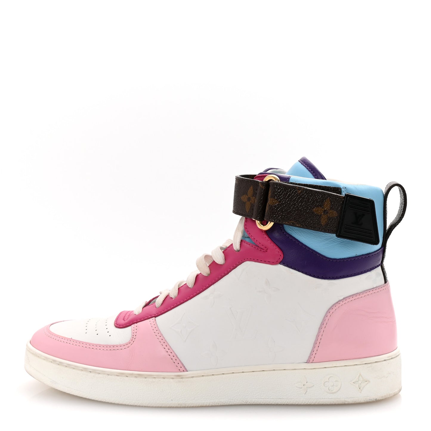 Calfskin Monogram Boombox Sneaker Boots 38.5 White Multicolor