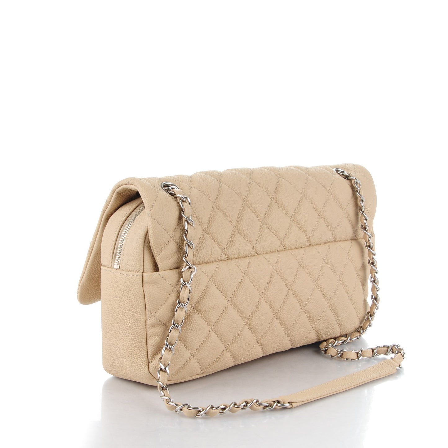 Caviar Quilted Jumbo Easy Flap Beige