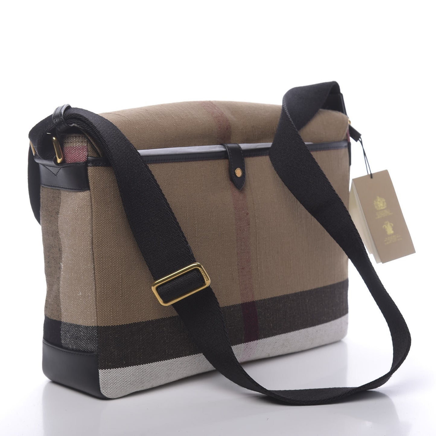 Canvas Mega Check Large Baildon Messenger Bag Black