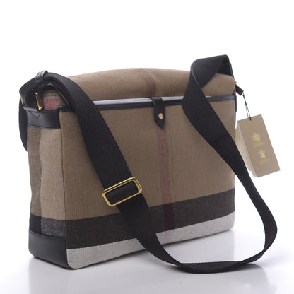 Burberry Canvas Mega Check Large Baildon Messenger Bag Black 3 of 11