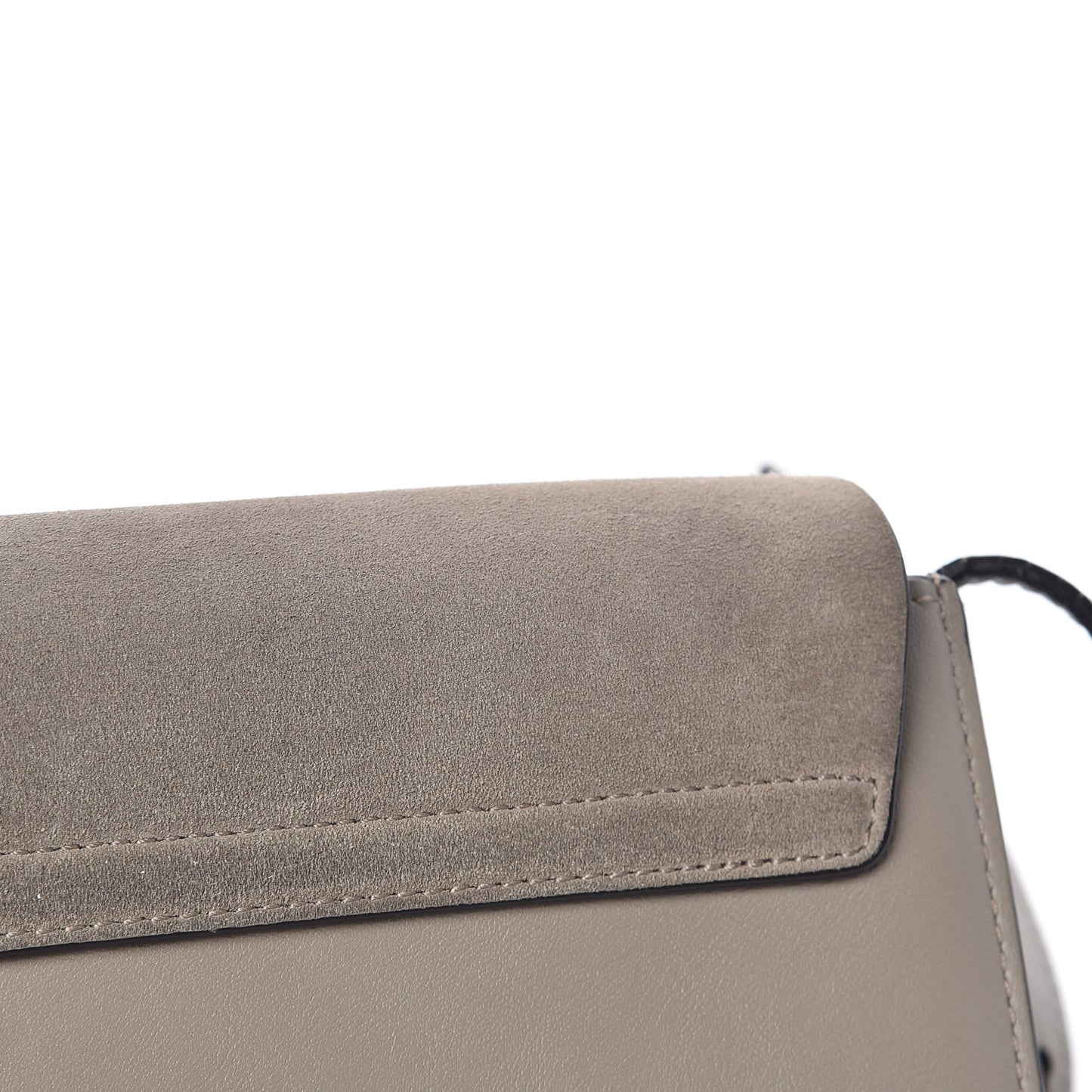 Suede Calfskin Small Faye Shoulder Bag Motty Grey