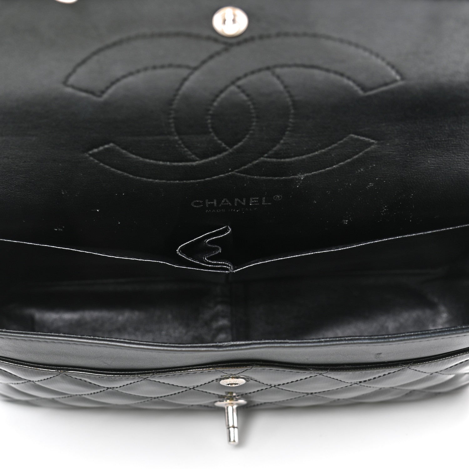 Chanel Striated Patent Quilted Jumbo Double Flap Black 4 of 4
