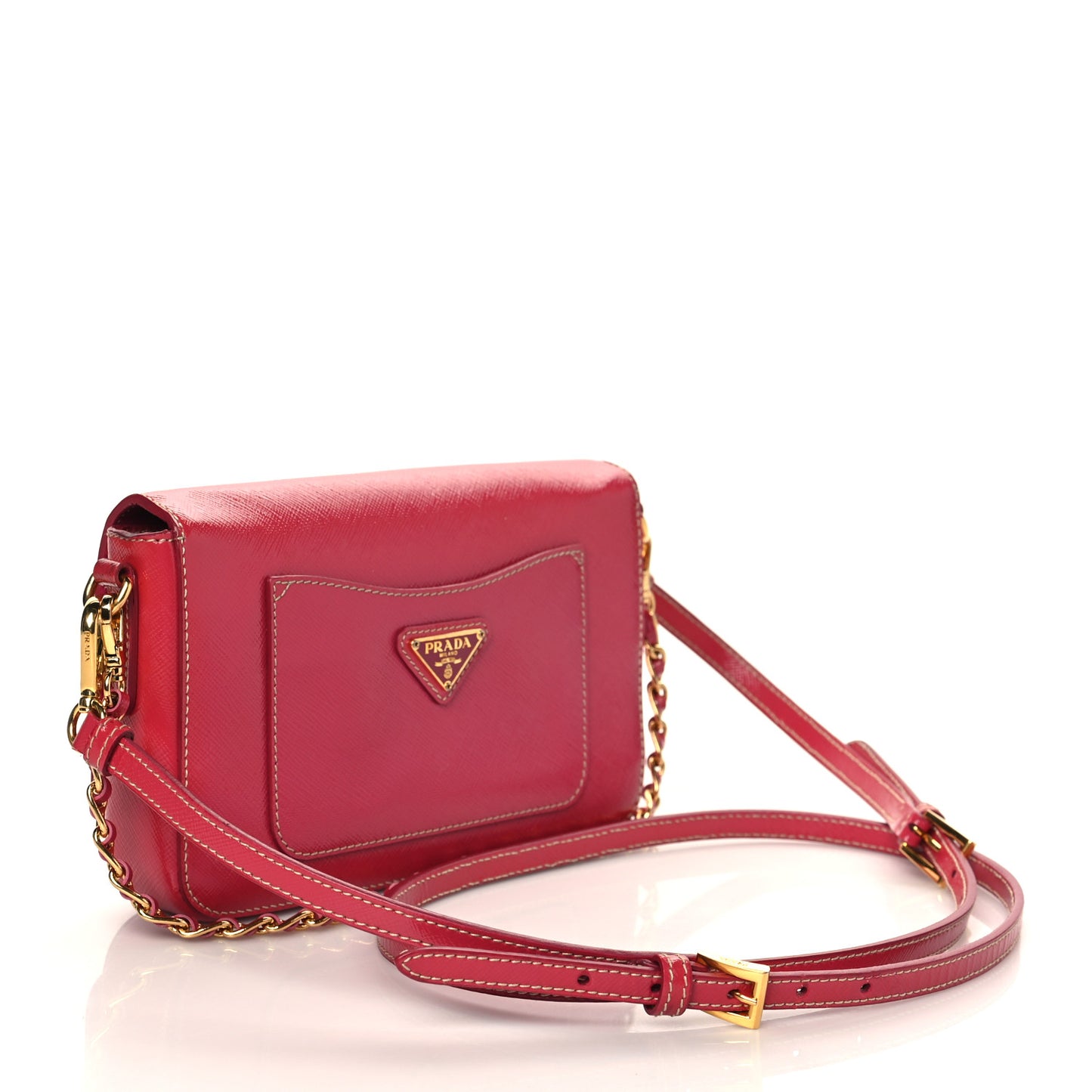 Saffiano Vernice Turnlock Convertible Shoulder Bag Peonia
