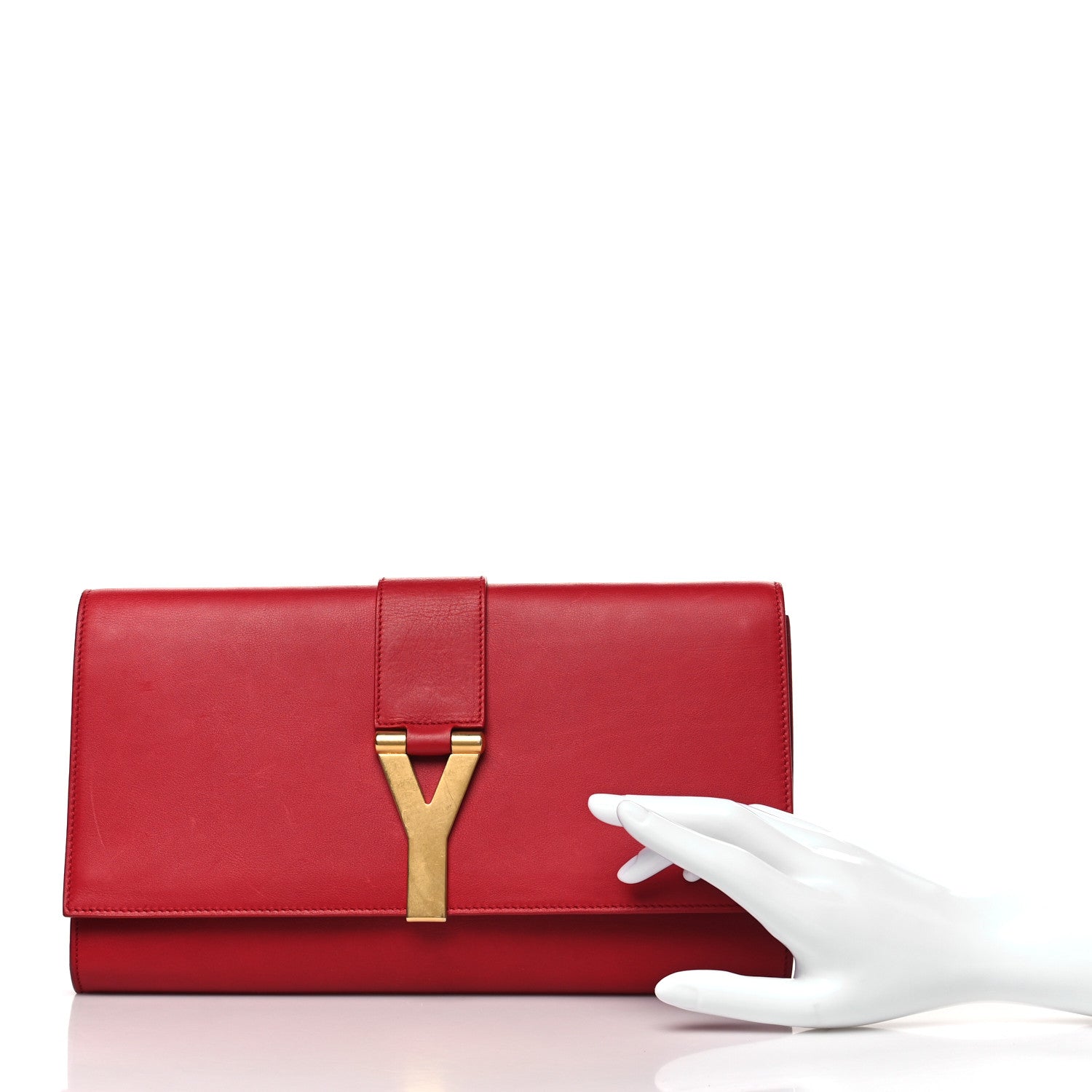 Saint Laurent Calfskin Classic Y Ligne Clutch Rouge Orient 2 of 10