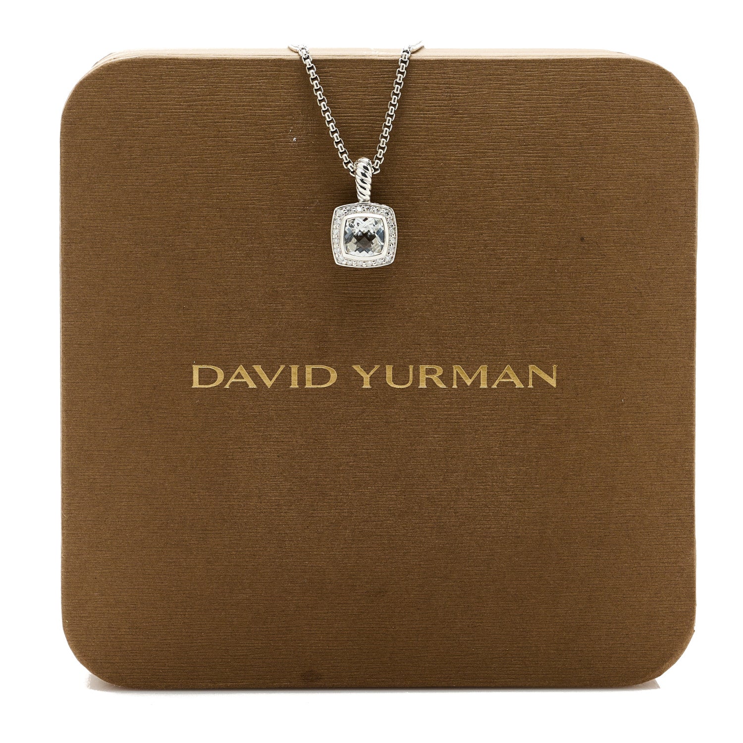David Yurman Sterling Silver Diamond White Topaz 7mm Petite Albion Pendant Necklace 5 of 5