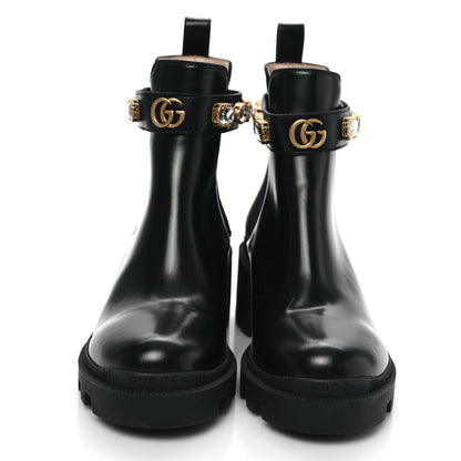 Gucci Calfskin Crystal GG Trip Chelsea Ankle Boots 38.5 Black 2 of 8