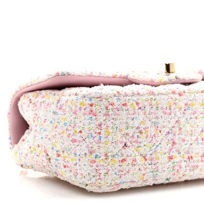 Chanel Tweed Sequin Quilted Mini Rectangular Flap White Pink Green Blue 9 of 11