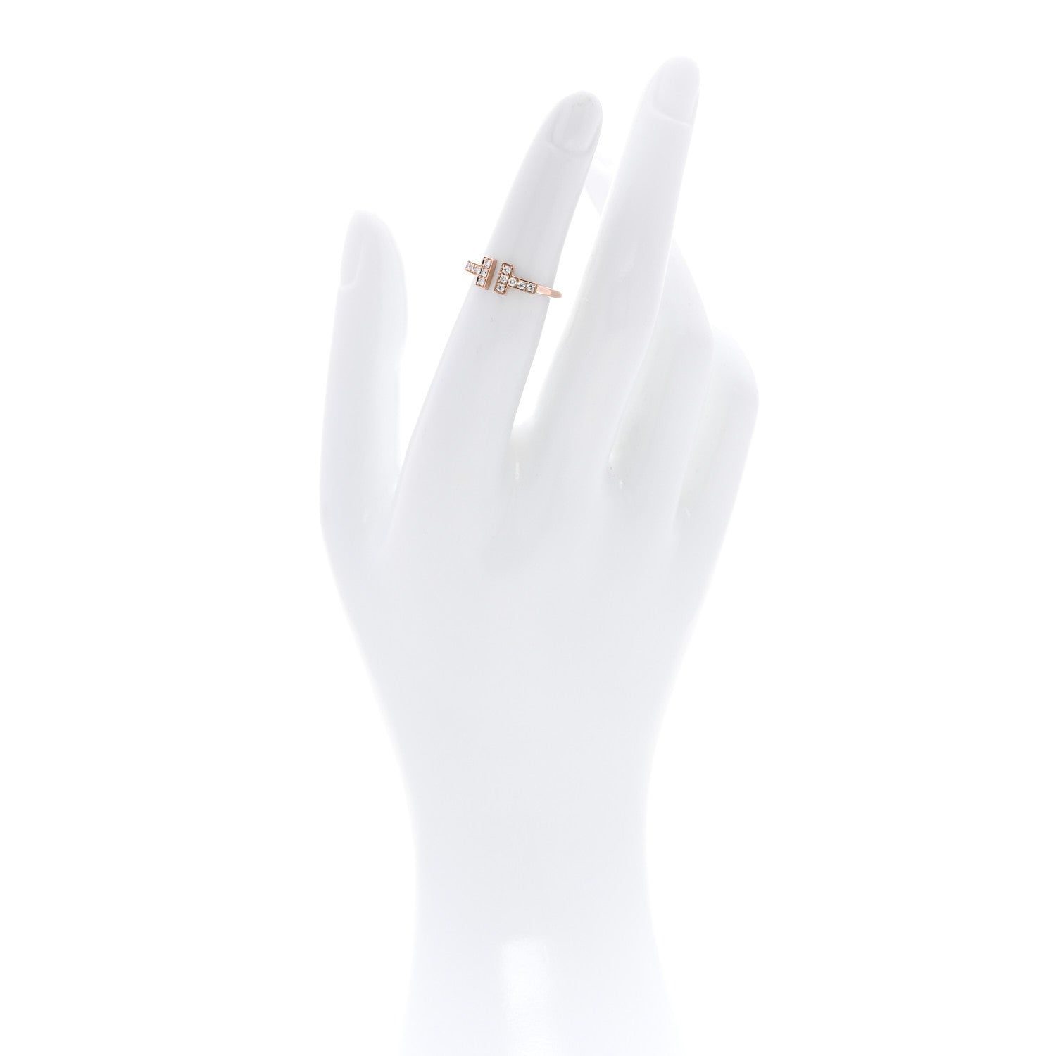 Tiffany 18K Rose Gold Diamond T Wire Ring 47 4 2 of 4