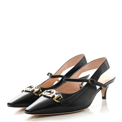 Gucci Malaga Kid Zumi Low Heel Slingback Pumps 35.5 Black 3 of 7