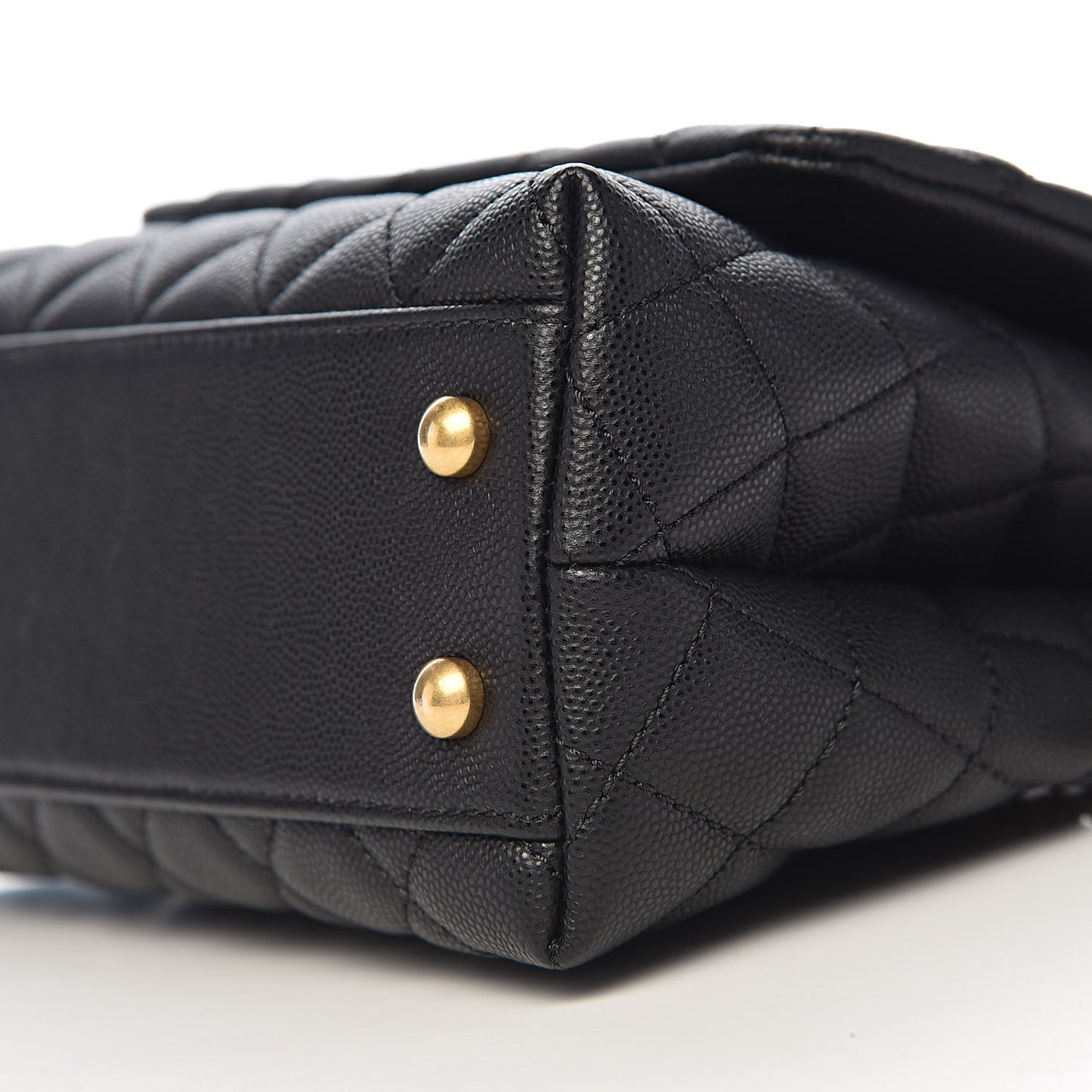 Caviar Lizard Embossed Quilted Mini Coco Handle Flap Black