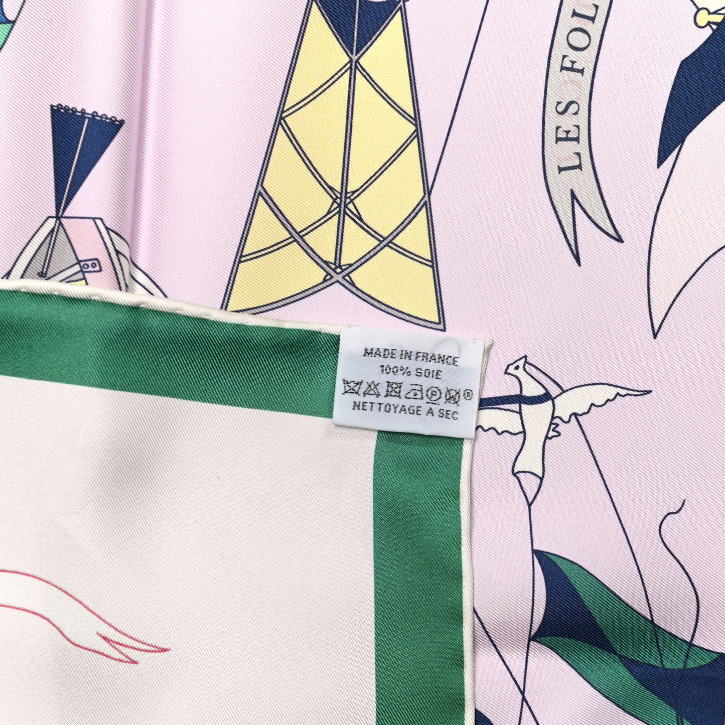 Silk Les Folies Du Ciel Scarf Rose Pale Vert Rouge