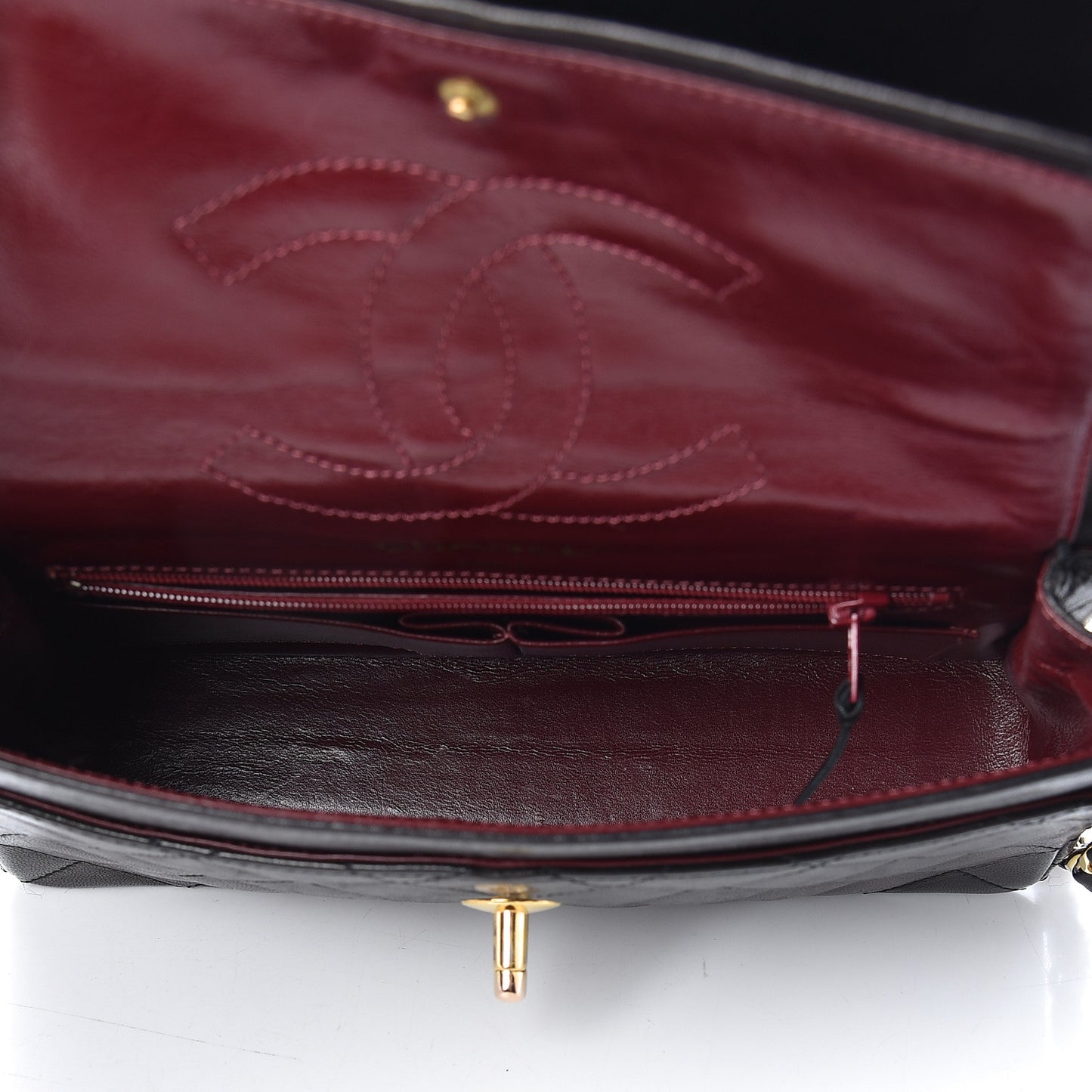Lambskin Quilted Small Double Flap Black
