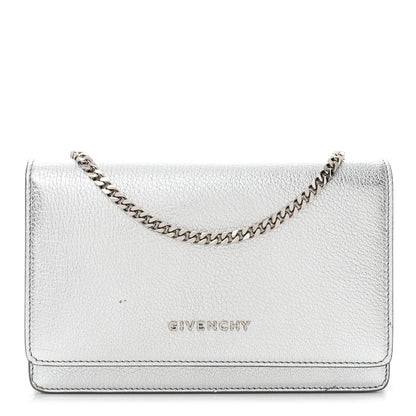 Givenchy Metallic Calfskin Pandora Chain Wallet Silver 1 of 13