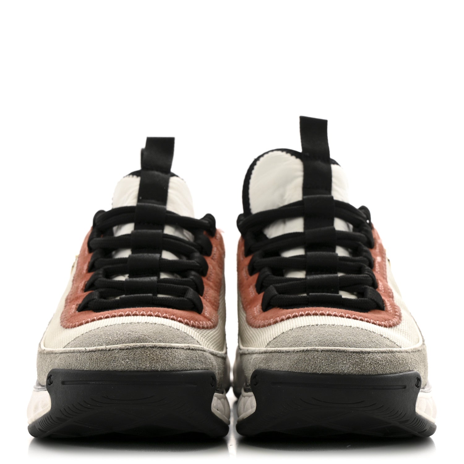 Chanel Fabric Suede CC Sneakers 37 White Light Grey Pink 3 of 9